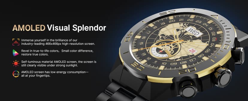 SOUYIE Smart Watch for Men Answer/Make Call for Android iPhone, 1.43" AMOLED HD Screen Mens Luxury Watch, 400mAh Heavy Duty Smartwatch Heart Rate Blood Oxygen Blood Pressure Sleep Monitor Pedometer, 2 Straps