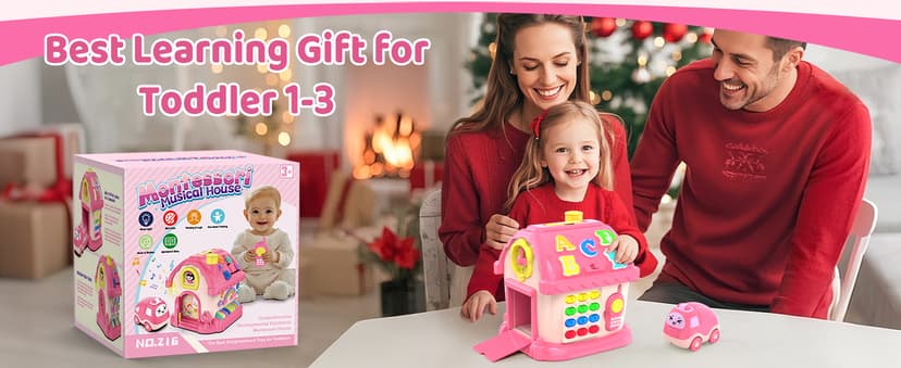 Montessori Toys for 1 Year Old Girl Gifts, 12-in-1 Musical House Toddler Learning Toys for 1-2, 1st First Birthday Gifts for Girls and Boys Baby 6-12 12-18 6-24 Months