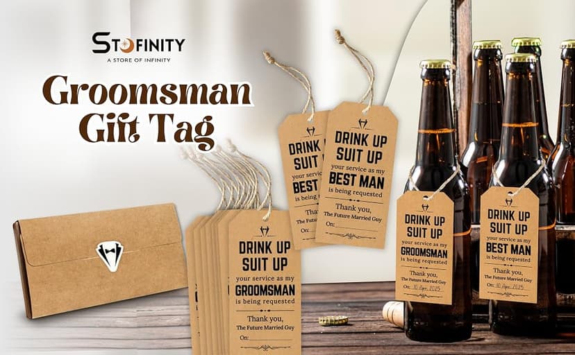 10 tags total, will you be my groomsman ask, best man proposal, wedding party gift, pairs with a gift box STOFINITY Groomsmen Proposal Tags, 8 Groomsman and 2 Best Man Cards B0DJX3NVT5