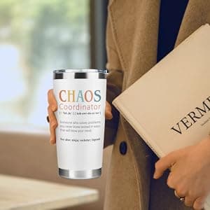Thank You Gifts for Women, Boss Lady, Coworkers, Manager, Office, Teacher, Nurse, Mom, Her - Chaos Coordinator Gift Ideas - Valentines, Birthday Drinking Cup - 20 Oz Stainless Steel Tumbler
