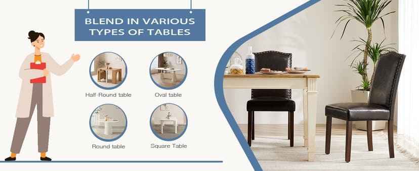 DUMOS Dining Chairs Set of 4, Modern PU Leather Kitchen Table Chairs with Wooden Legs and Padded Seat for Dining Room/Kitchen/Living Room/Restaurant, Brown