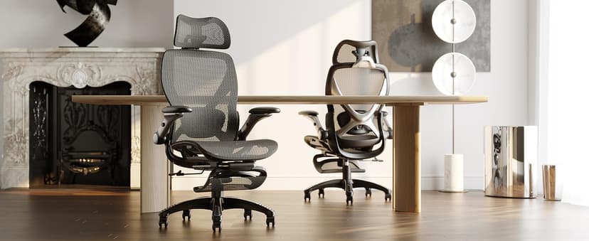 ELABEST X100 Ergonomic Mesh Office Chair with Footrest, Big and Tall Hone Desk Chair with 5D Flip-Up Arms, Adjustable 3D Lumbar Support,Gaming & Executive Computer Chairs