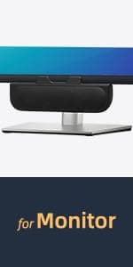 Computer Speakers for Desktop PC Monitor, USB Plug-in, Wired, Computer Soundbar for PC, Laptop Speakers with Adaptive-Channel-Switching, Loud Sound, Deep Bass, USB C Adapter, Easy to Clip on Monitor