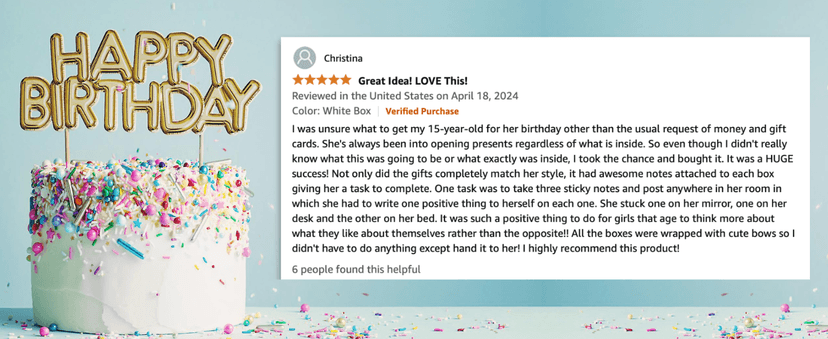 HAPPY LOLLI Birthday Gift for Tween & Teen Girls – 8 Wrapped Gifts with Empowering Tasks – Perfect for Christmas & Birthdays