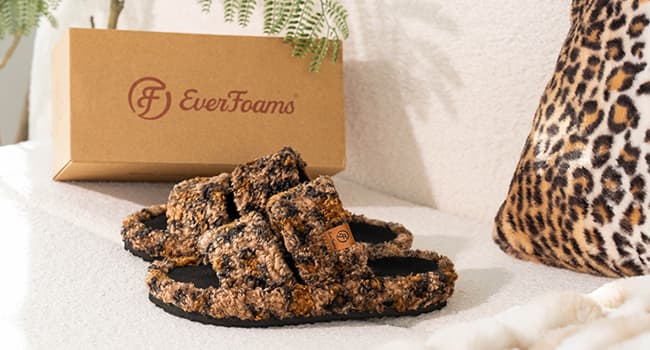 Machine-washable, Gifts, Memory Foam, Anti-slip Sole, Lightweight, Indoor and Outdoor, Cozy EverFoams Womens Fuzzy Open-toe Slippers Memory Foam Indoor House Shoes B0CLGNYKFR