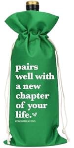1 Pcs Funny New Chapter Wine Bag New Beginnings Gifts for Women Men Farewell Gifts for Friends Going Away Gifts for Coworkers Women Men Moving Away Gifts for Friends New Teacher Gifts