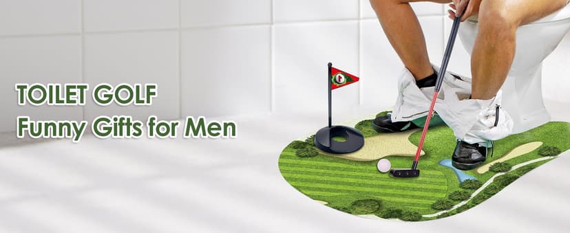 Toilet Golf Game-Practice Mini Golf in Any Restroom/Bathroom - Great Toilet Time - Dad Gifts, Funny Gifts for Dad, Funny White Elephant Gifts, Gag Gifts for Husband, Boyfriend, Men.