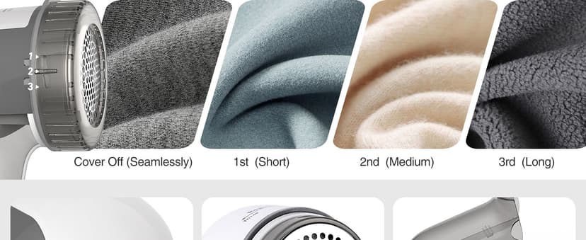 BEAUTURAL Fabric Shaver and Lint Remover, Sweater Defuzzer with 2-Speeds, 2 Replaceable Stainless Steel Blades, Battery Operated, Remove Clothes Fuzz, Lint Balls, Pills, Bobbles Gray