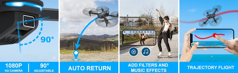 Drone with 1080P Camera for Beginners and Adults, Foldable Remote Control Quadcopter with Voice Control, Gestures Selfie, Altitude Hold, One Key Start, 3D Flips, 2 Batteries, Toy for Beginners