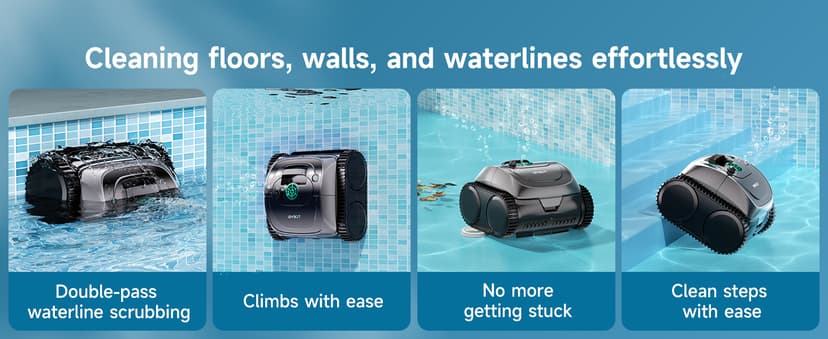 (2026 Upgrade) WYBOT C1 Cordless Robotic Pool Vacuum for Inground Pools, 150mins Above Ground Pool Cleaner 4-in-1 Wall & Waterline Cleaning Up to 1,615sq.ft, Smart App Navigation, Obsidian Green
