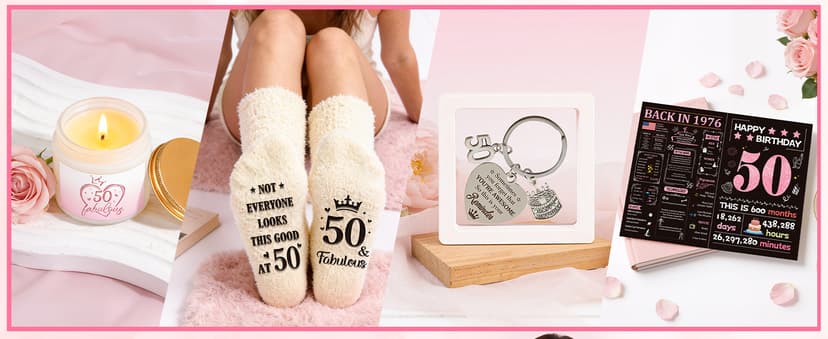 50th Birthday Gifts for Her, Vintage 1976 Happy 50th Birthday Gifts Basket for Women Unique Gift Ideas for 50 Year Old Women Mom, Wife, Sister, Friend, Colleague Funny Bthday Gift Turning 50 Year Old B0FY6GMK78