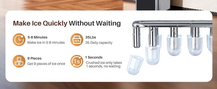 EXCELPURE 5-in-1 Bottom Loading Water Dispenser with Ice Maker, 3 Temperatures Settings - Hot, Cold and Room Water Cooler for 5 Gallon Bottle, Child Safety Lock, 35lbs/24H, WiFi, Stainless Steel