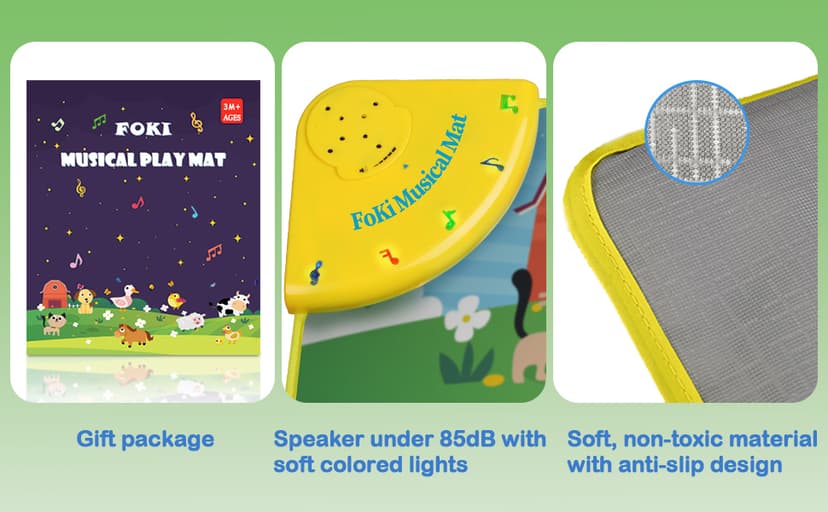 FOKI Floor Piano Mat for Toddlers, Baby Kid Sensory Educational Dancing Keyboard Carpet Animal Sounds Blanket Touch Playmat Musical Mats Birthday Toddler Toys for 1 2 3 4 5 Year Old Boy Girl Gifts