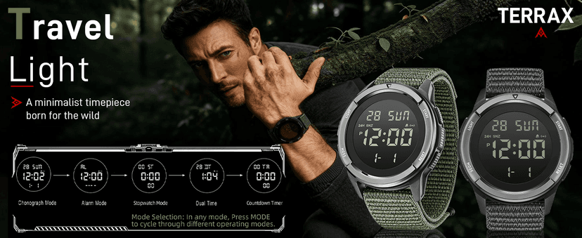 CakCity Digital Watch Military Watches for Men Black Tactical Sports Waterproof Men's Women's Wrist Watch with LED Backlight Nylon Band Stopwatch,Green