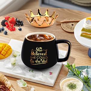 Graduation Gifts for Her, Congratulations Gifts for Women, High School Nurse College Graduation Gift Class of 2025 Friends Sisters, She Believed She Could So She Did Crown Cup Coffee Mug Inspirational