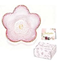Purple Flower Jewelry Dish Glass Ring Dish Jewelry Tray Cute Vanity Organiser Room Decor Aesthetic Nightstand Bathroom Decor Trinket Dish Ring Holder Valentine's Friendship Birthday Gifts for Women