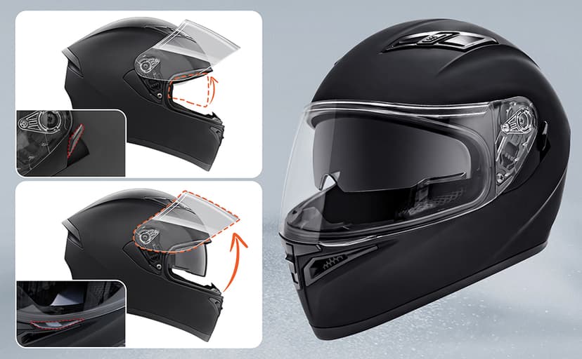 Adult Full Face Motorcycle Helmet with Dual Visor, DOT Approved Street Bike Racing ADV Motocross Helmets for Men Women, Ventilation