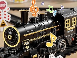 NIPLOOOW Train Set for Kids 4-8, Electric Train Toy with Realistic Sound, Lights and Smoke for Under Christmas Tree,Toddler Model Trains for 3 4 5 6 7 8 Years Old Kids Toys Gifts