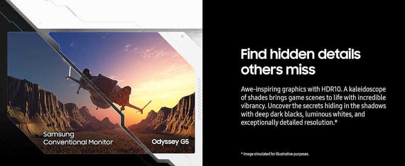 SAMSUNG 32" Odyssey G55C Series QHD 1000R Curved Gaming Monitor, 1ms(MPRT), HDR10, 165Hz, AMD Radeon FreeSync, Eye Care, Glare Free, Sharp Resolution LS32CG550ENXZA