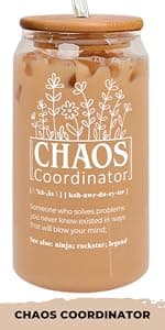 Thank You Gifts for Women, Boss Lady, Coworkers, Manager, Office, Teacher, Nurse, Mom, Her - Chaos Coordinator Gift Ideas - Valentines, Birthday Drinking Cup - 20 Oz Stainless Steel Tumbler