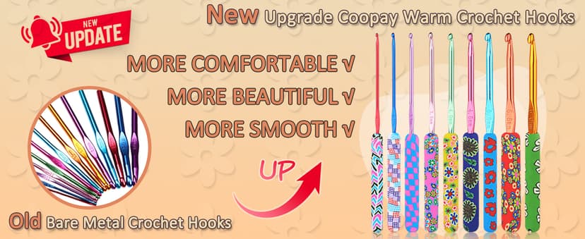 Coopay Warm Crochet Hooks for Grandmother, Art Aluminum Soft Grip Crochet Needles for Crocheting, Knitting Hook for Crochet Yarn Craft - Premium Knitting & Crochet Supplies