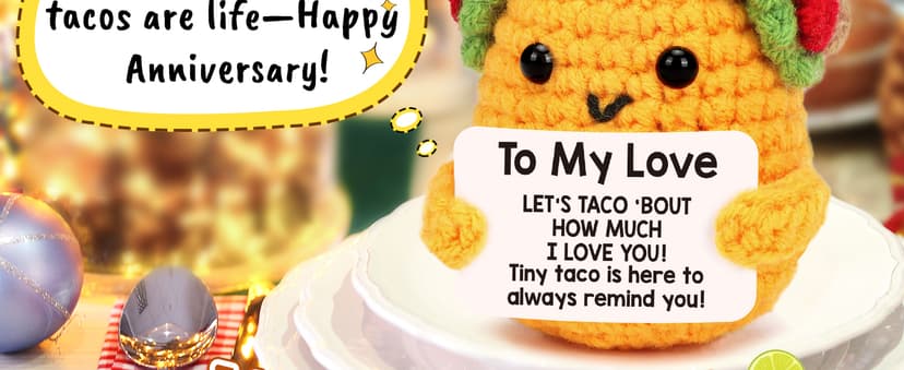 Boyfriend Husband Anniversary I Love You Gifts for Her Him Women Girlfriend Wife Birthday Unique Gift Idea, Handmade Crochet Taco Couples Romantic Valentines Christmas Small Wedding Gifts - To My Love
