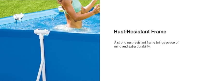 Intex 14.75' x 86" x 33" Rectangular Frame Above Ground Outdoor Backyard Swimming Pool with Flow Control Valve for Quick Draining, Blue - Pool Only