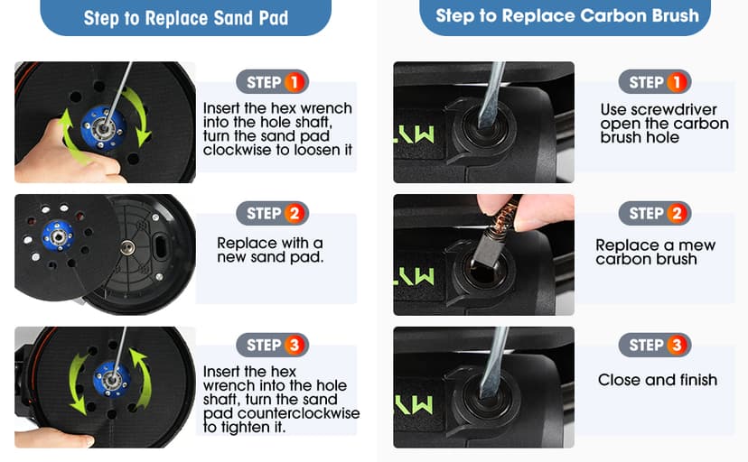 MYTOL Drywall Sander, 7.2A Electric Drywall Sander with Vacuum Dust Collection, LED Light, 6 Variable Speed Digital Display 900-1800RPM, Foldable & Extendable Handle (GREY)