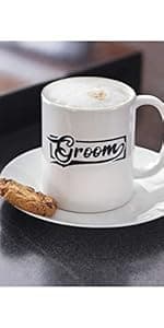 Veracco Groom's Drinking Team Can Coolie Holder Bachelor Party Wedding Favors Gift For Groomsmen Proposal (12, Wht Groom, Blk DT)