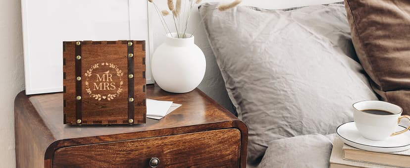 AW BRIDAL Mr and Mrs Wedding Keepsake Box for Couples, Wooden Memory Boxes with Lids, Bridal Shower Gifts for Bride Bachelorette Party, 2025 Engagement Gift for Newlyweds and Marriage Couple