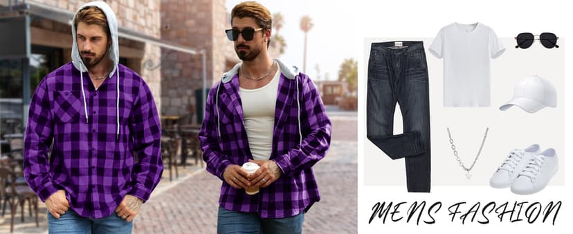 Big Tall, with Pocket, Adjustable Cuffs, Machine Wash, Business,Work, Office, Vacation, Graduation, Wedding, Party, Daily ZITY Men's Flannel Hoodie Shirts Casual Button Down Long Sleeve Plaid Shirt B0BB2JC2QX