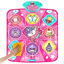 Unicorn Dance Mat, Dance Mixer Rhythm Step Play Mat, Pink Dance Pad with LED Lights, Adjustable Volume, Built-in Music, 5 Game Modes, Xmas B-Day Gifts for 3-12 Years Old Girls Toys