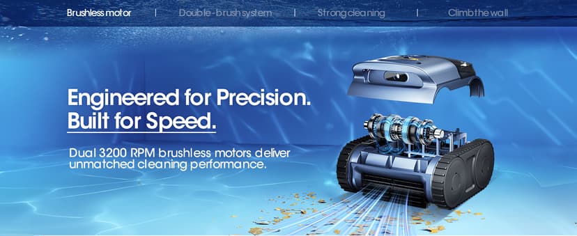 Cordless Robotic Pool Vacuum, Pool Cleaner with Track Drive & Sonar Navigation, 180W Brushless Motor, Wall & Waterline Climbing, 150-Min Runtime, for Inground & Above-Ground Pools up to 2150 Sq. Ft.