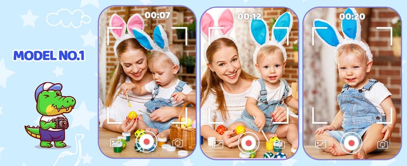 KOKODI Kids Smart Phone Toys, Birthday Gifts Idea Dinosaur Toys for 3 4 5 6 7 8 Year Old Boys, Touchscreen HD Digital Dual Video Camera, Preschool Learning Toy for Kids 3-5 Travel Trip Activity (Blue)