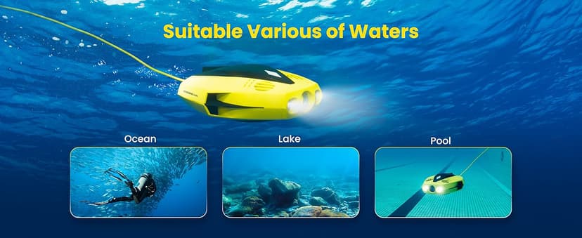 Chasing Dory Underwater Drone - Palm-Sized 1080p Full HD Underwater Drone with Camera for Real Time Viewing, APP Remote Control Purple (Yellow)