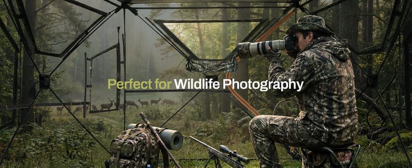 Hunting Blind, 360 Degree See Through Pop Up Deer Blind for 1-2 Person, Silent Sliding Windows,Ground Blind with Carry Bag, Camouflage Hunting Tent for Deer Turkey Duck Hunting