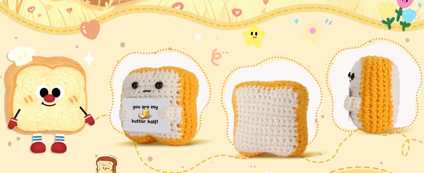 Gifts for Him Her Boyfriend Girlfriend Partner Loved One “You Are My Butter Half!” Crochet Toast – Cute Romantic Valentine’s Day, Anniversary, Birthday Gift for Couples Desk Decor & Christmas Gifts