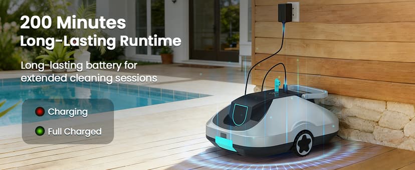 C1 Robotic Pool Cleaner, 200-Min Cordless Pool Vacuum for Above Ground & Inground Pools up to 2500 Sq.ft, Automatic Pool Vacuum Robot for Leaves & Dirt, Powerful Suction Self-Parking-Teal
