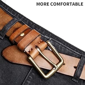 wolksprong Thicken Full Grain Leather Mens Belt Heavy Duty Mens Work Belt Mens Belt High Hardness Buckle Packed In Gift Box