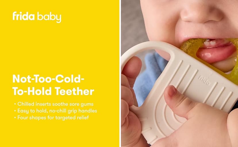 Frida Baby Silicone Teething Toys, 4-in-1 Teether for Babies & Infants, Teething Relief for 0-18 Months, Not-Too-Cold-to-Hold Baby Teether, BPA-Free