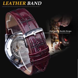 MASTOP Men's Classic Automatic Mechanical Day Calendar Luxury Leather Band Watch