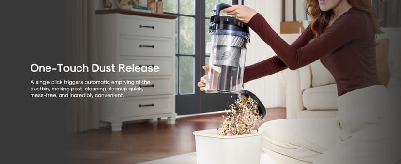 Eureka Upright Vacuum Cleaner for Carpet and Hard Floor,Powerful Vacuum with Dual Cyclone Suction,Swivel Steering,Anti-Tangle,Large Dust Cup,NEU612BL, Blue