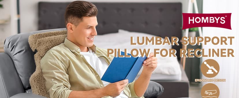 HOMBYS Sherpa Fleece Lumbar Support Pillow with Headrest for Recliner,Memory Foam Recliner Chair Cushion for Back Pain,Big High Back Support for Recliner with Chair Headrest for Elderly (Grey)