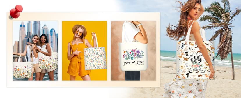 Cute Gifts for Dog Lover, Dog mom Gift Reusable Grocery Beach Shopping Bag for Women, Birthday Gift for Mom Daughter Friends Sisters Who Loves Dogs