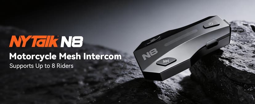 N8 8 Riders Mesh Motorcycle Helmet Communication System, Motorcycle Bluetooth Headset V5.4 with Audio Multitasking/Music Sharing, 45mm Helmet Speakers Intercom for ATV/Snowmobile/Ski, 1 Pack