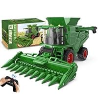 Remote Control Tractor Toy, Kids RC Tractor Set & Truck and Trailer Front Loader - Metal Car Head/8 Wheel/Light, Toddlers Farm Vehicle Toys for 3 4 5 6 7 8 9 Year Old Boys Girls Birthday Gift