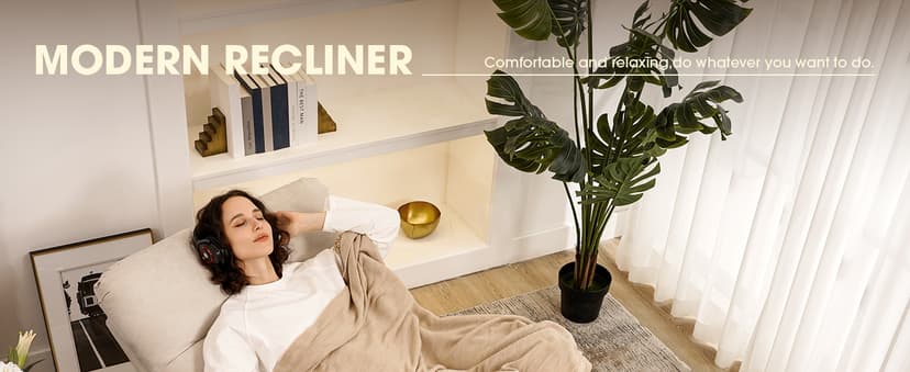 Large Glider Rocker Recliner,Beige Swivel Rocking Recliner Chair,Reclining Sofa Rocking Chair Nursery,23 Inches Deep Seat & 27 inches High Back,for Living Room, Bed Room (Beige)