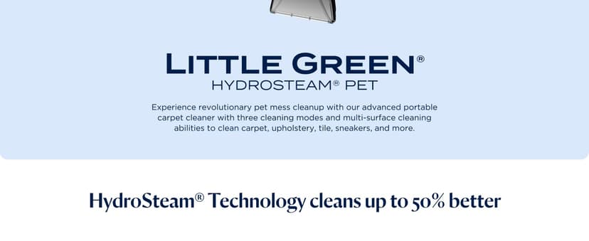 BISSELL Little Green HydroSteam Multi-Purpose Portable Carpet and Upholstery Cleaner, Car and Auto Detailer, 3618