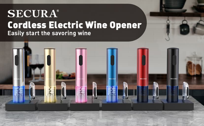 Secura Electric Wine Opener, Automatic Electric Wine Bottle Corkscrew Opener with Foil Cutter, Rechargeable (Stainless Steel) B01261VEOG