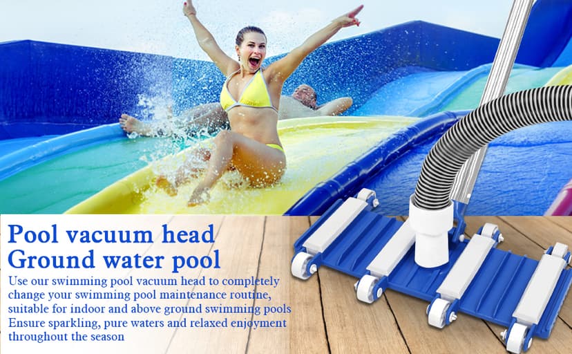 Zhengjiake Pool Vacuum Head with Wheels,14" Heavy Duty Head, Pool Cleaner Vac Head, Flexible Swimming Pool Vacuum Head with Swivel